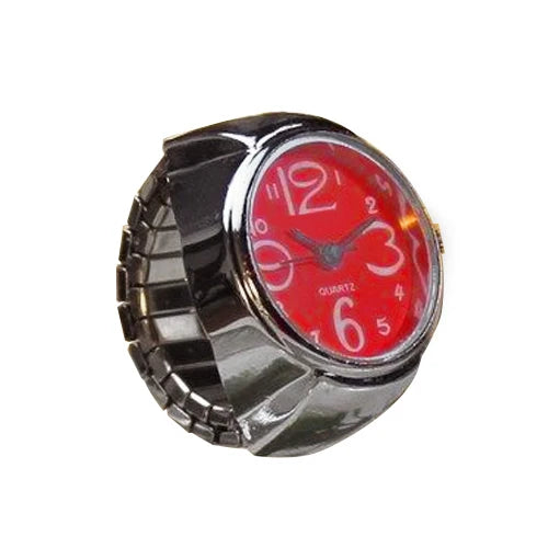 Vintage Punk Finger Watch – Mini Alloy Elastic Strap Quartz Clock Ring for Couples