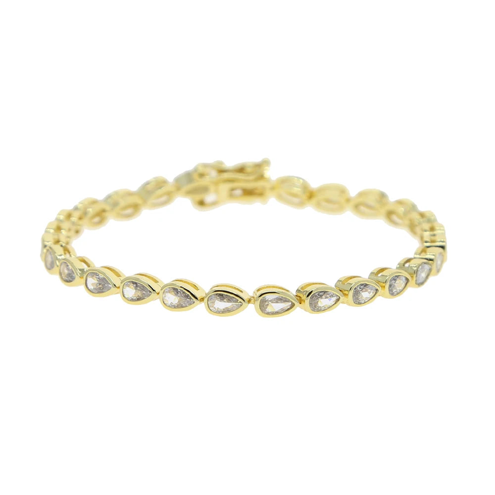 Geometric Bezel CZ Tennis Chain Bracelet - Classic Fashion Jewelry for Women