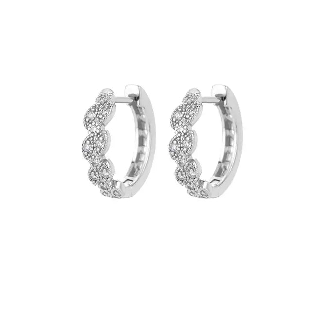 Zircon Round Hoop Earrings for Women Stainless Steel