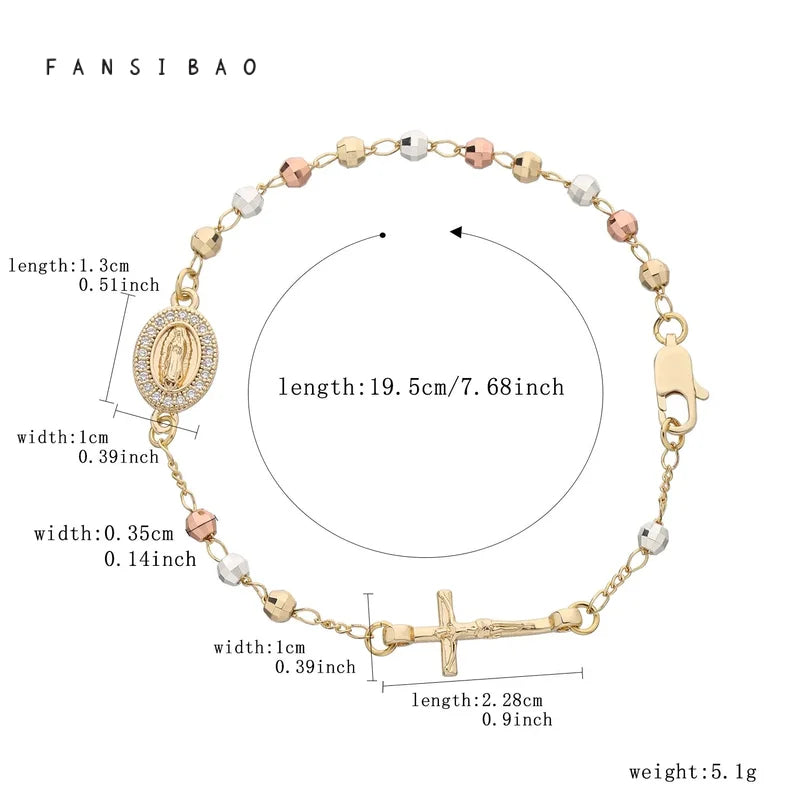 FanSibao Virgin Mary Rosary Bead Bracelet - Original Design Bangle Jewelry for Women