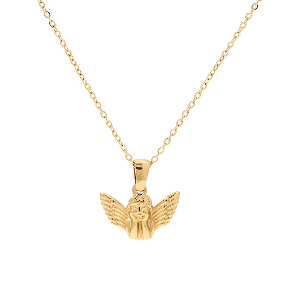 Uworld 316L Stainless Steel Angel Pendant Necklace - Waterproof Fashion Jewelry for Women