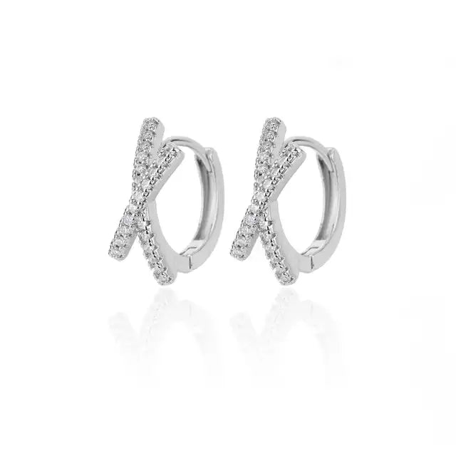 Zircon Round Hoop Earrings for Women Stainless Steel