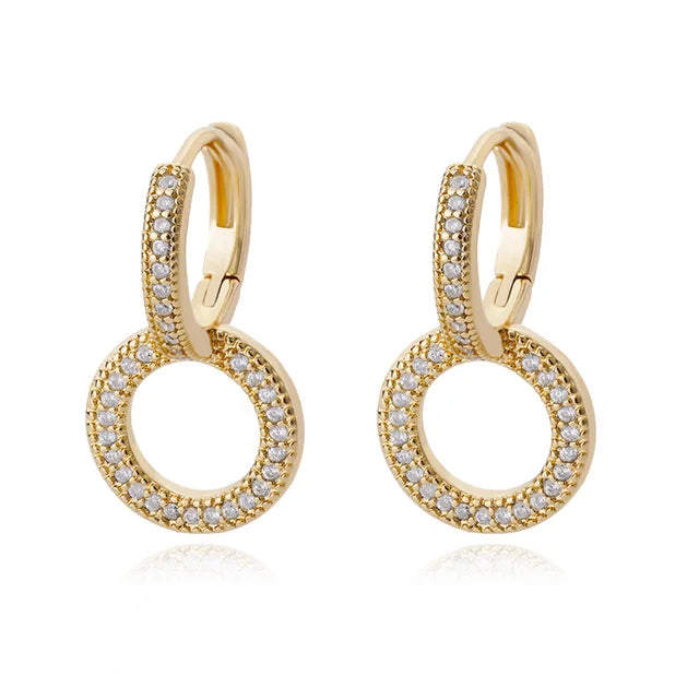 Zircon Round Hoop Earrings for Women Stainless Steel