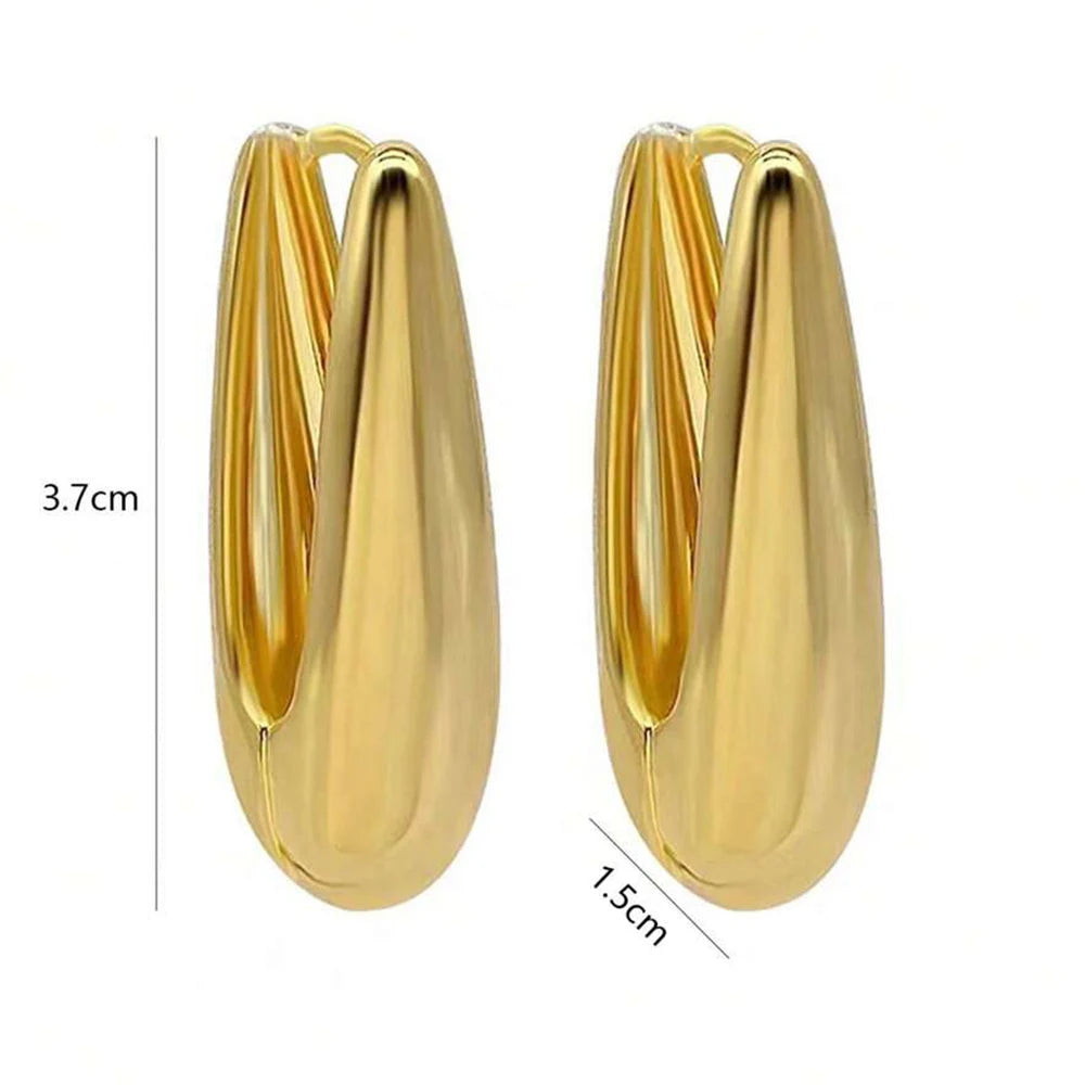 Gold-Plated Twisted Heart Hoop Earrings for Women