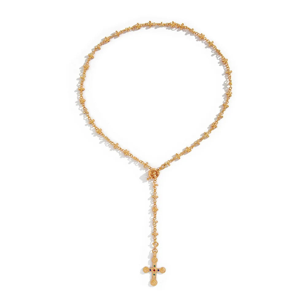 Zircon Cross & Pearl Flower Choker - 2024 Y2K Fashion Necklace for Women