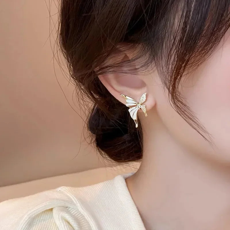 Light Luxury Zircon Butterfly Earrings - Autumn & Winter