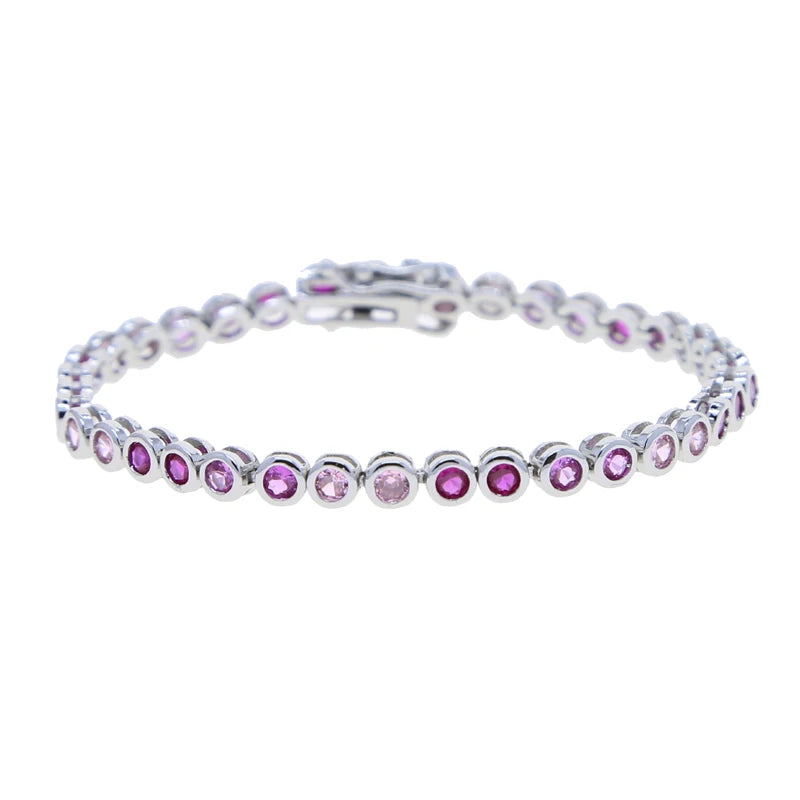 Geometric Bezel CZ Tennis Chain Bracelet - Classic Fashion Jewelry for Women