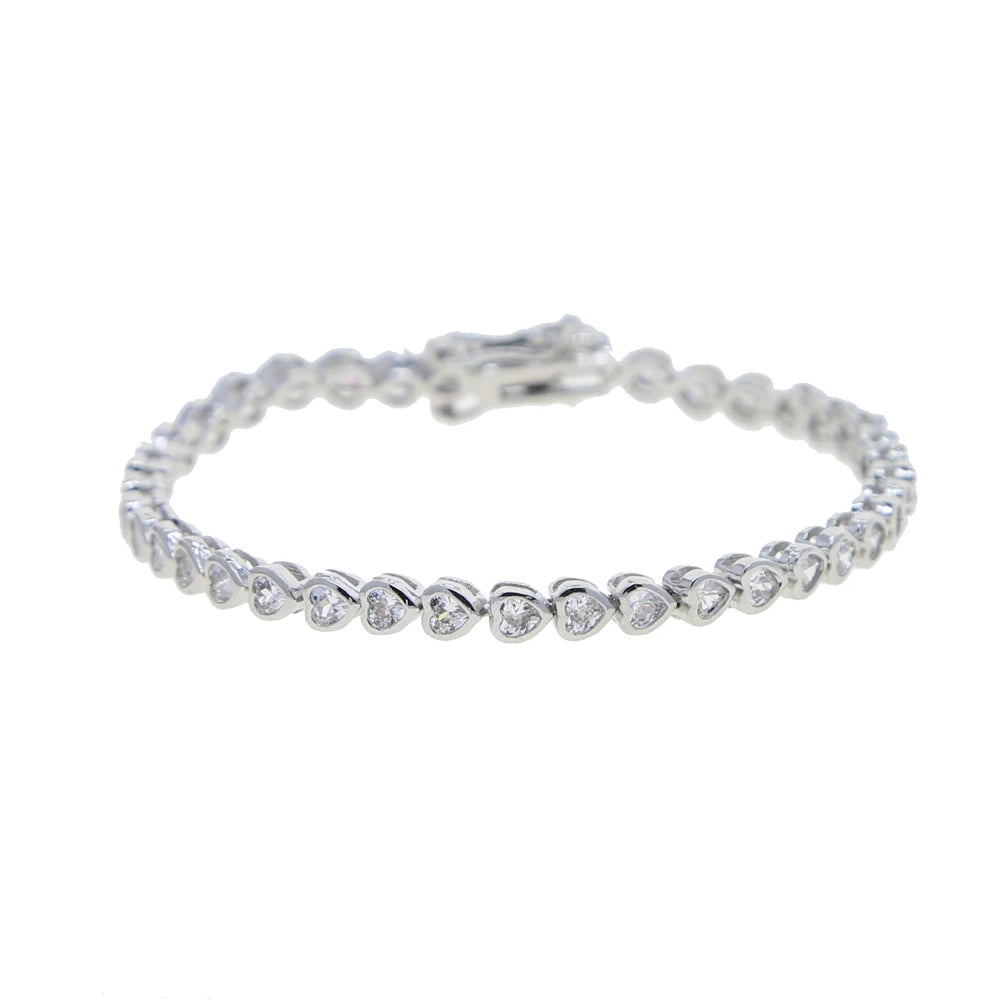 Geometric Bezel CZ Tennis Chain Bracelet - Classic Fashion Jewelry for Women