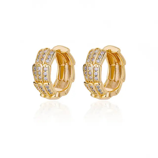 Zircon Round Hoop Earrings for Women Stainless Steel