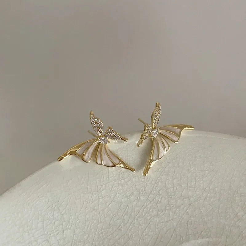 Light Luxury Zircon Butterfly Earrings - Autumn & Winter