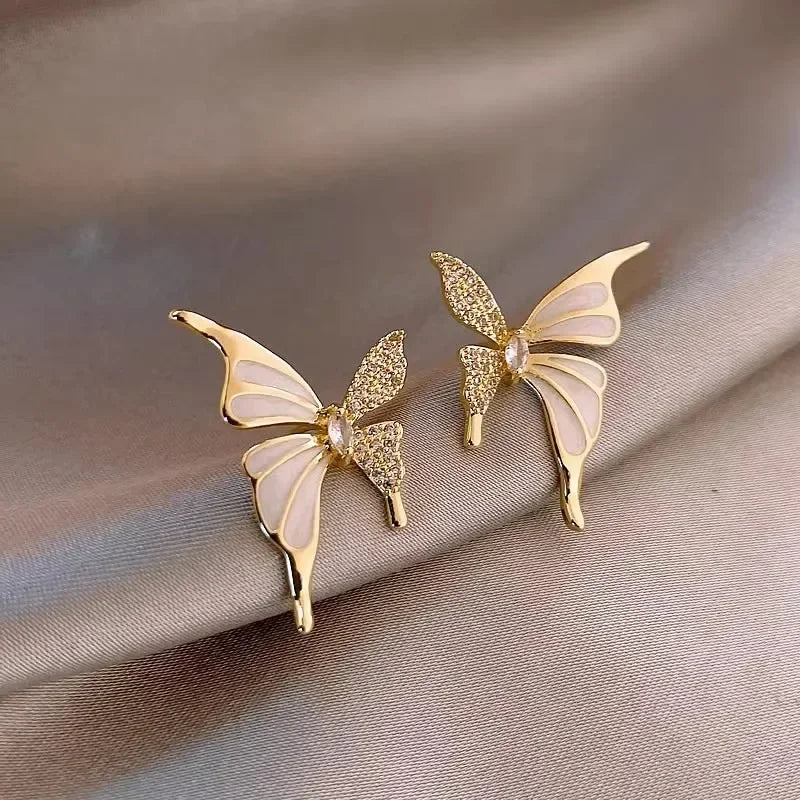 Light Luxury Zircon Butterfly Earrings - Autumn & Winter