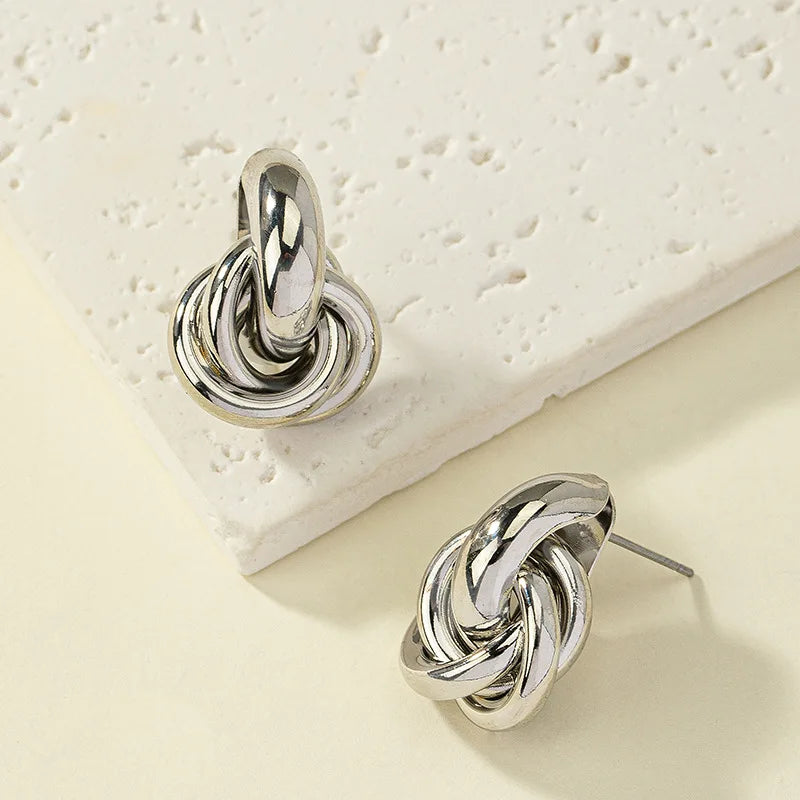 Gold & Silver Knot Hoop Earrings – Trendy Daily Wear Jewelry for Women