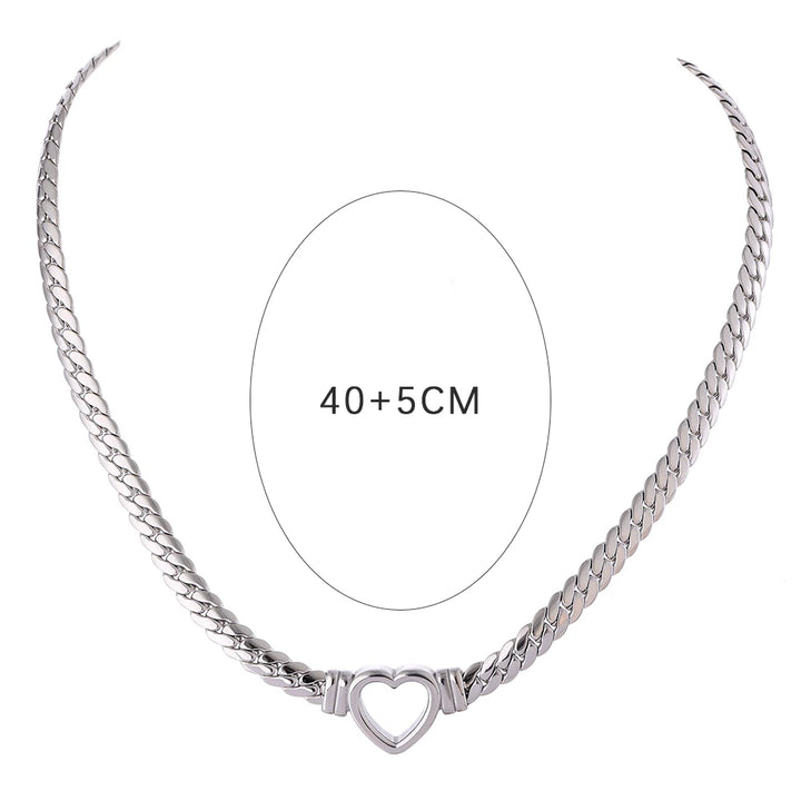 Yhpup Stainless Steel Heart Chain Necklace - Waterproof Fashion Jewelry for Women