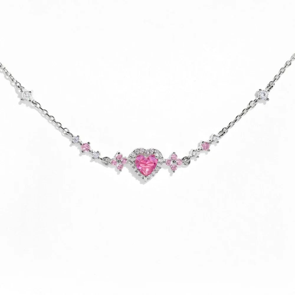 Y2K Pink Zircon Bowknot Love Heart Bracelet - Exquisite Jewelry for Women & Girls