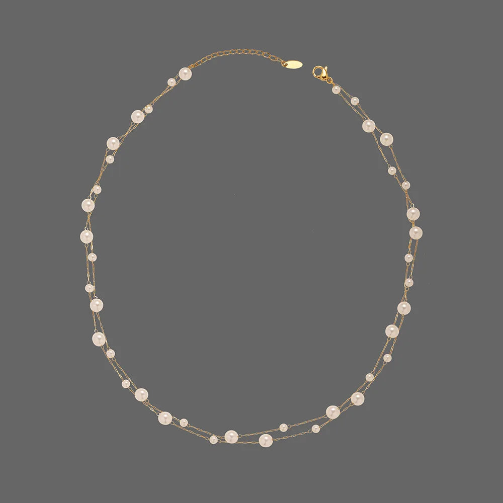 316L Stainless Steel Pearl Chain Necklace – Waterproof Jewelry for Women