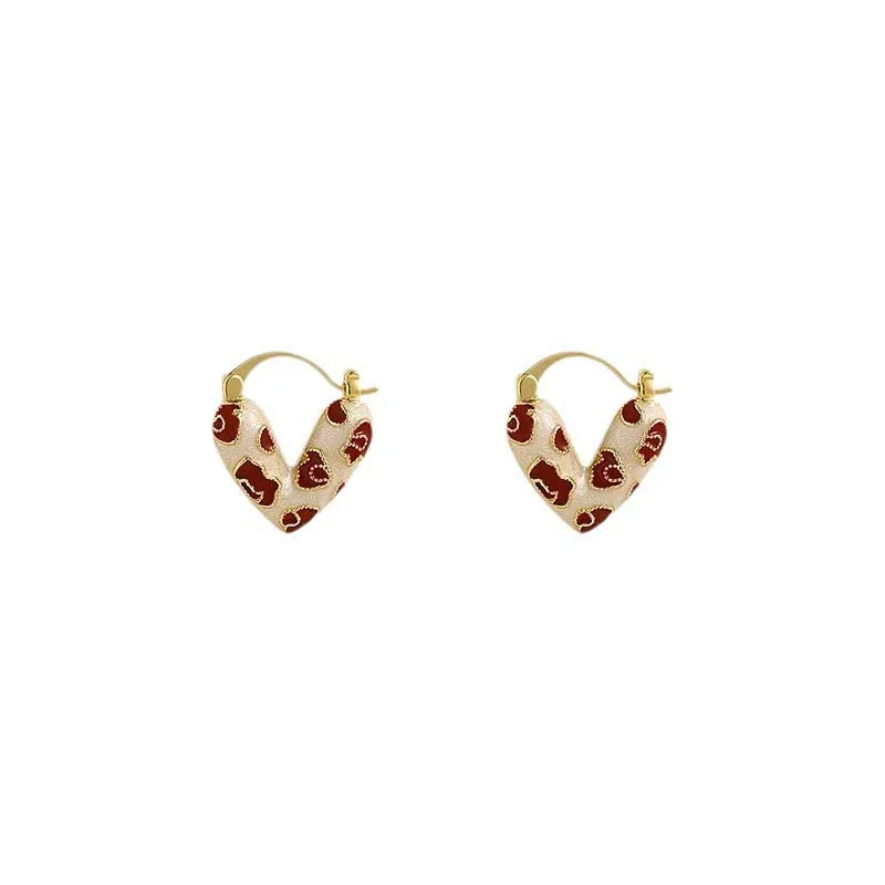 Trendy Red Dripping Oil Heart Hoop Earrings