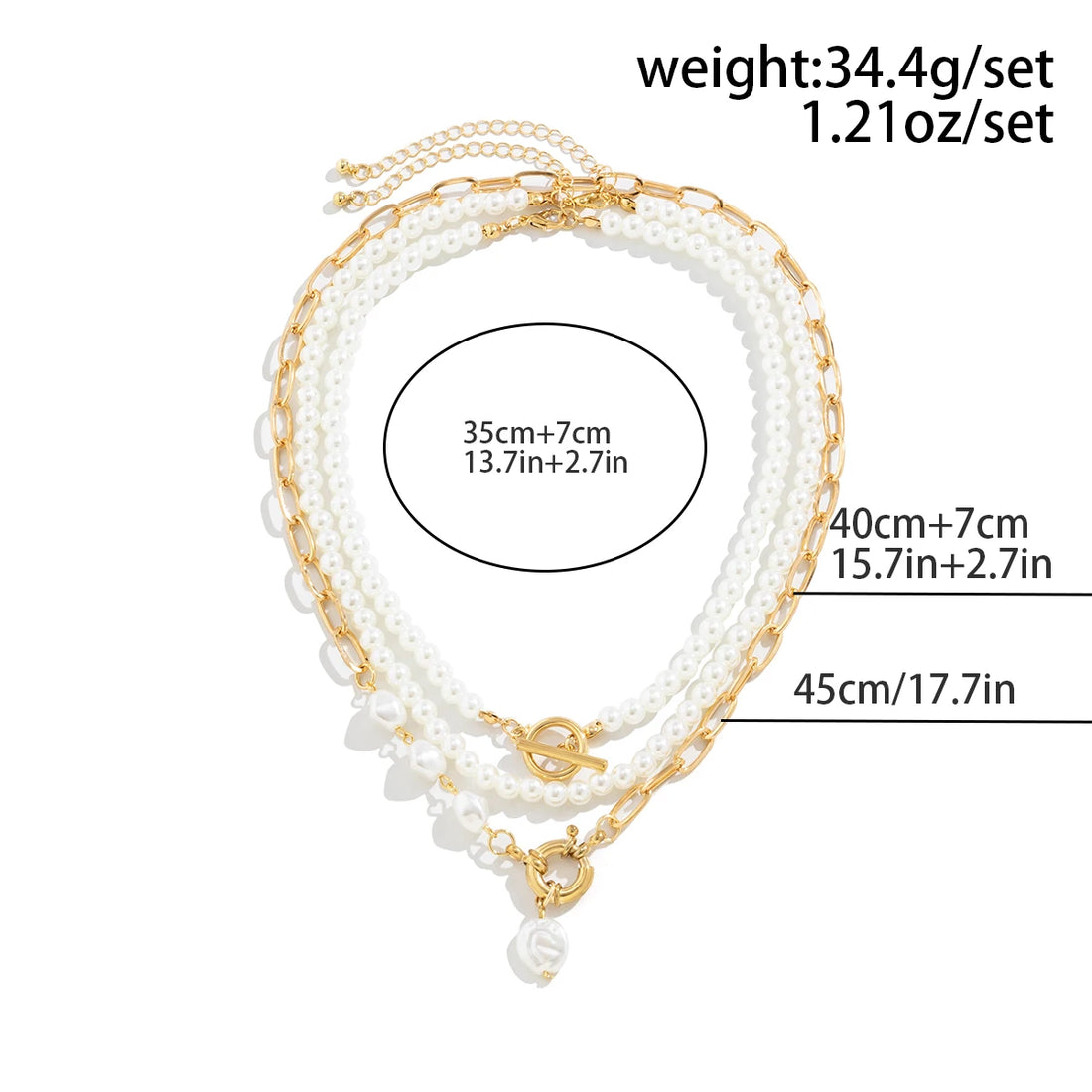 Ingemark Multilayer Imitation Pearl Necklace – OT Buckle Pendant Y2K Jewelry for Women