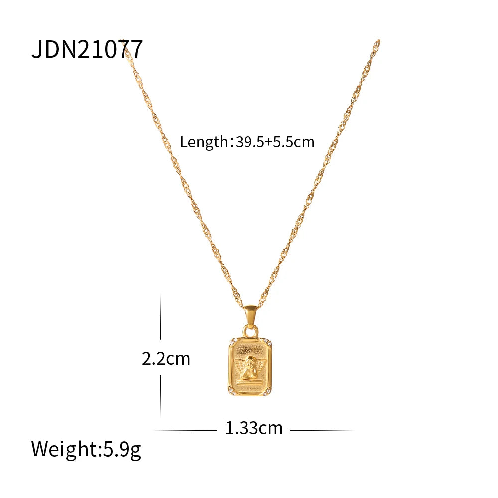 Uworld 316L Stainless Steel Angel Pendant Necklace - Waterproof Fashion Jewelry for Women