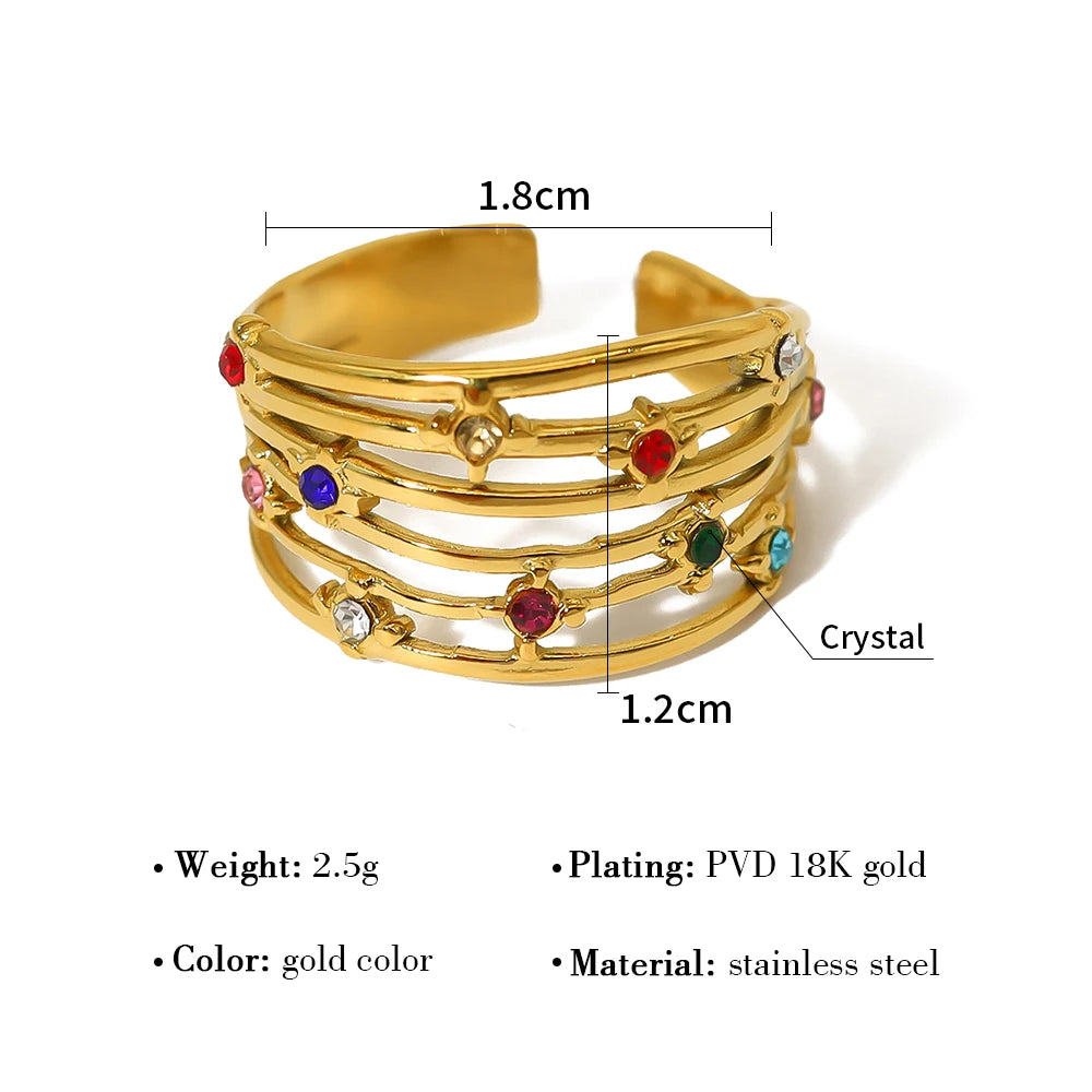 WILD & FREE Colorful Crystal Rhinestone Rings – Irregular Luxury Jewelry for Women