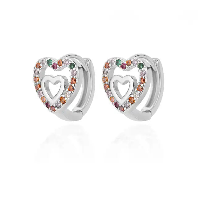 Zircon Round Hoop Earrings for Women Stainless Steel