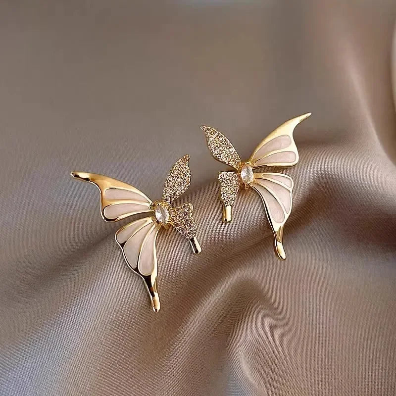 Light Luxury Zircon Butterfly Earrings - Autumn & Winter