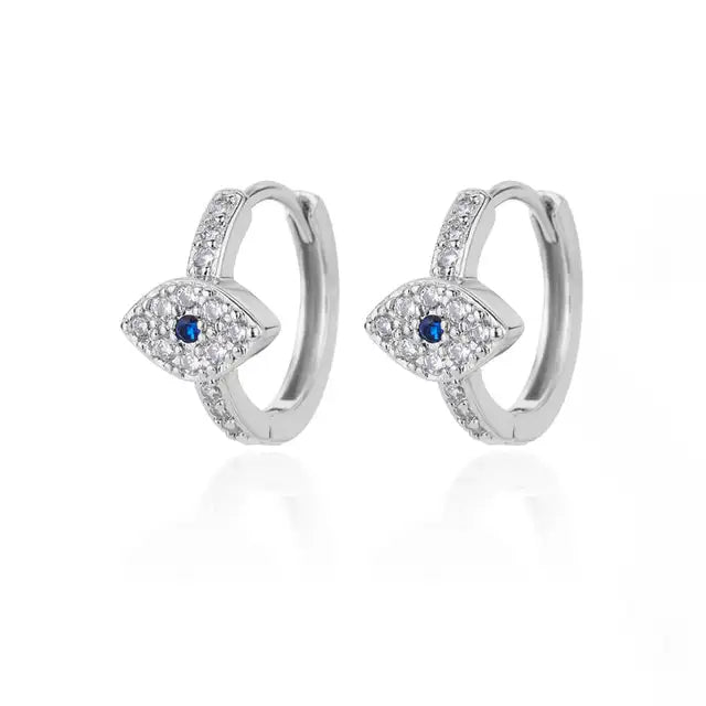 Zircon Round Hoop Earrings for Women Stainless Steel