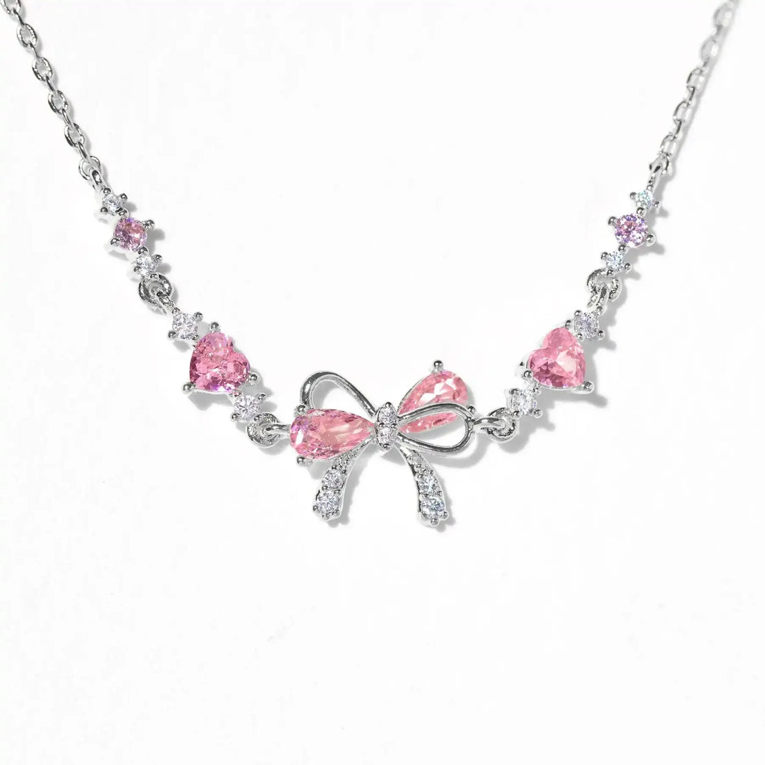 Y2K Pink Zircon Bowknot Love Heart Bracelet - Exquisite Jewelry for Women & Girls