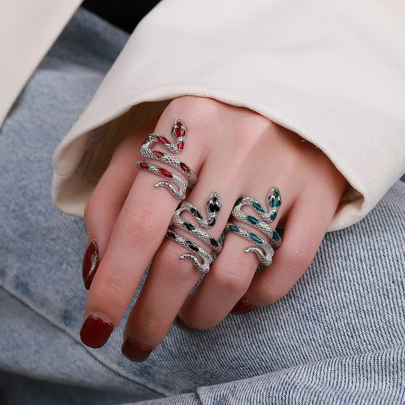 RAKOL Fashion Punk Snake Shape Open Ring for Women – Irregular Drip Glue Jewelry