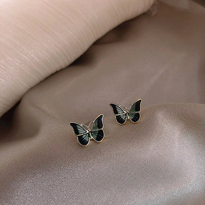 Light Luxury Zircon Butterfly Earrings - Autumn & Winter