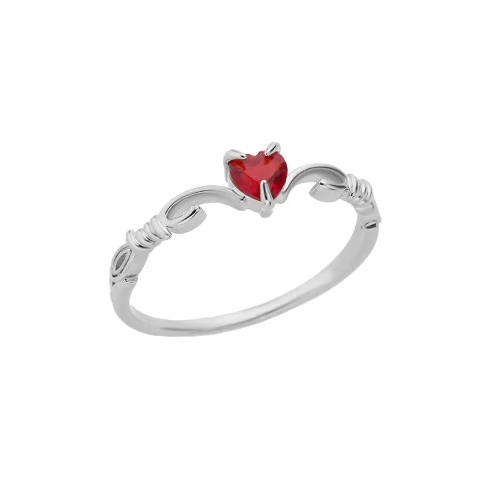 Red Heart Zircon Ring – Gold Color Stainless Steel Wedding and Engagement Jewelry for Women