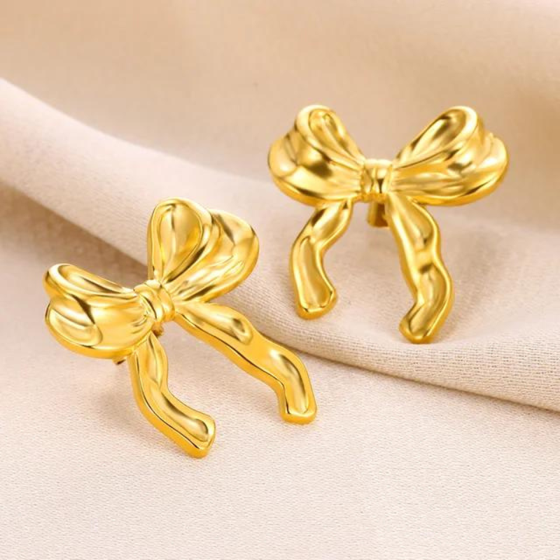 Elegant Ribbon Bow Sets Necklaces Earrings Bracelet For Women