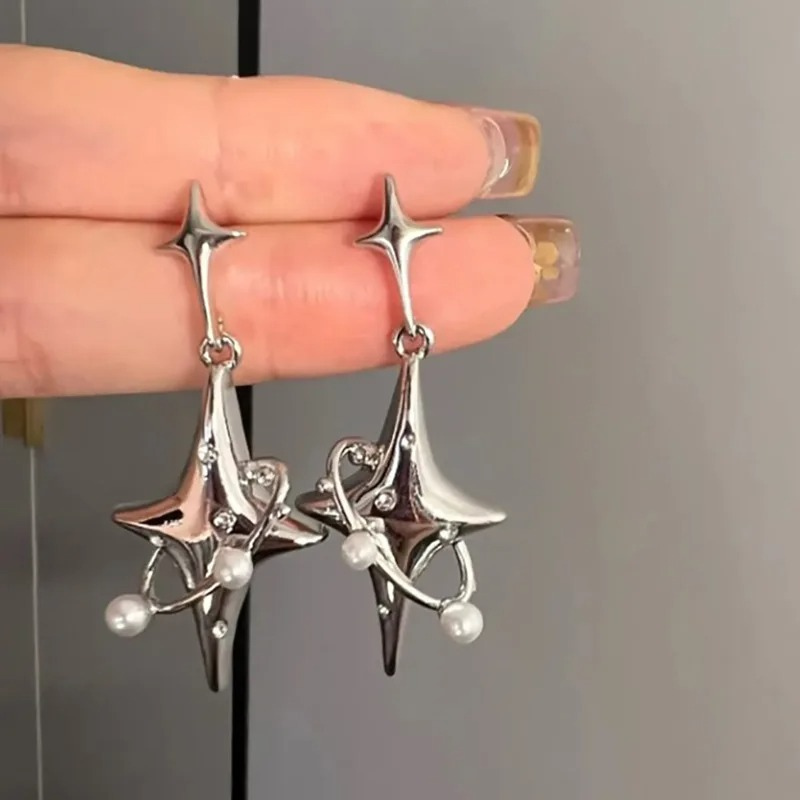 Sweet Cool Wind Love Tassel Star Earrings