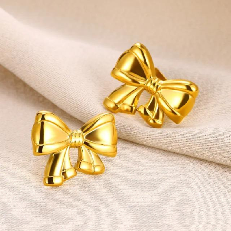 Elegant Ribbon Bow Sets Necklaces Earrings Bracelet For Women