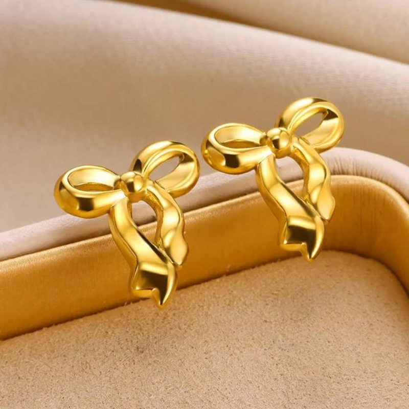 Elegant Ribbon Bow Sets Necklaces Earrings Bracelet For Women