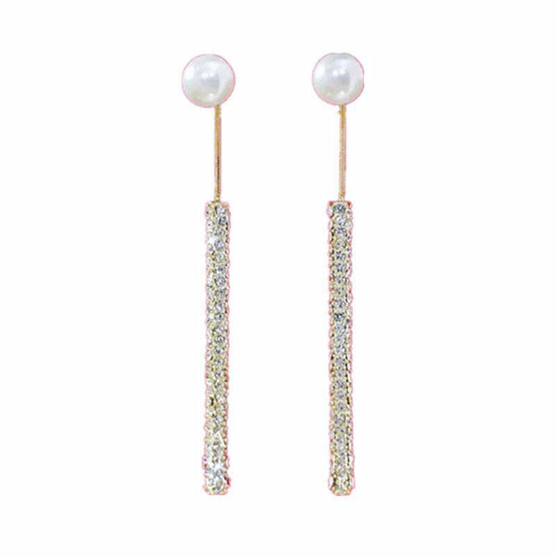 Korean Long Tassel Pearl Dangle Earrings