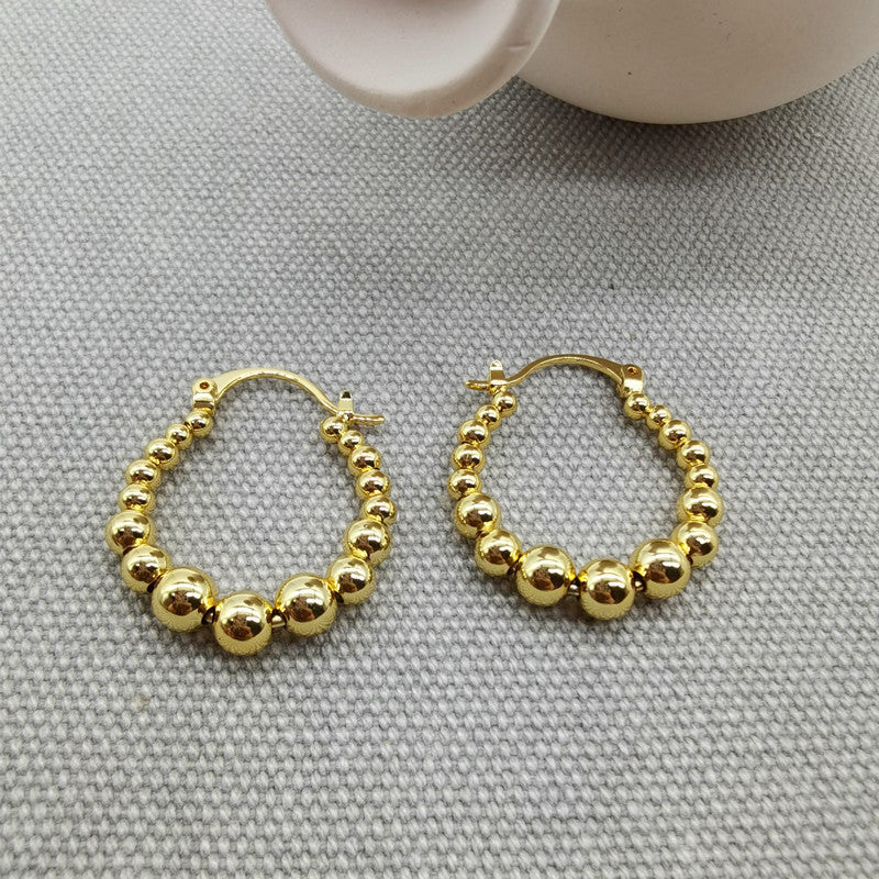 Gold Beaded Circle Hoop Earrings