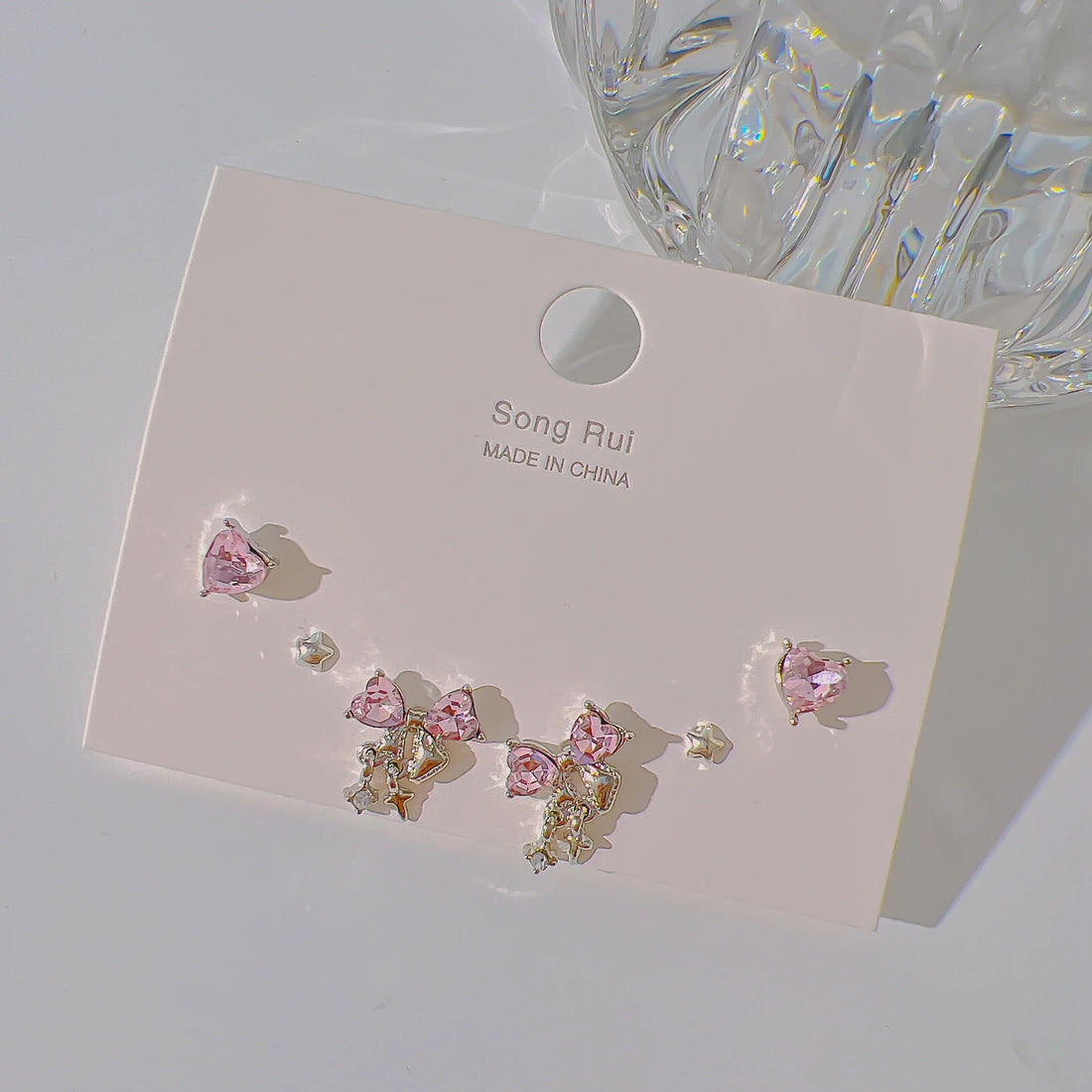 17KM INS Y2K Pink Heart Stud Earrings for Women