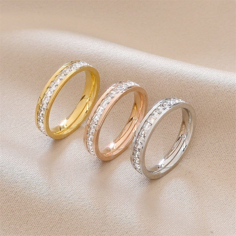 Fashion Rhinestone Stainless Steel Ring