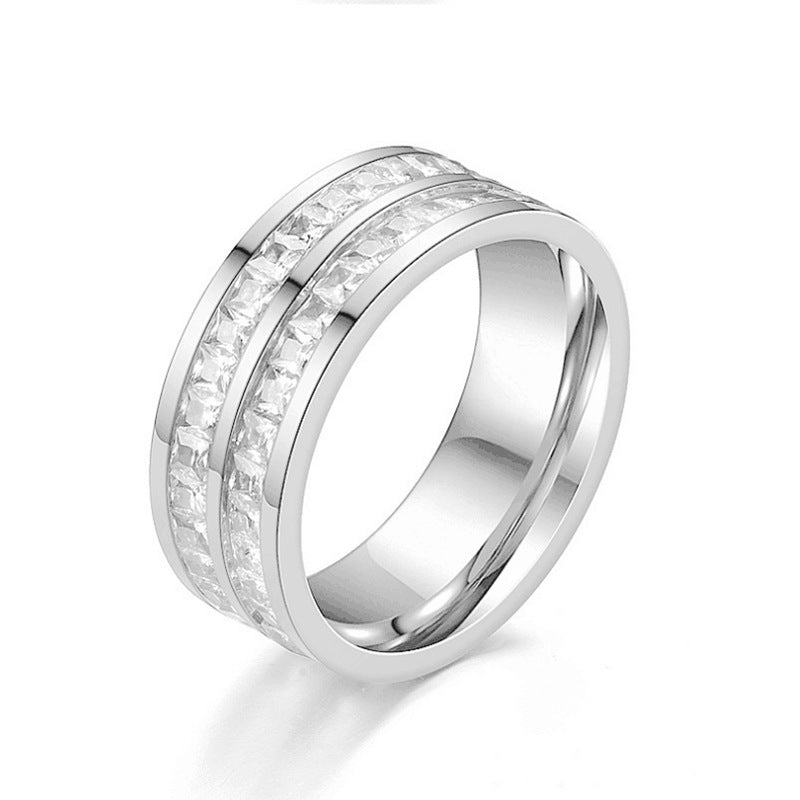 Fashion Rhinestone Stainless Steel Ring