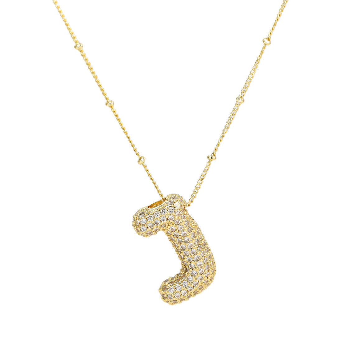 Brass Zircon Balloon Letter Pendant Necklace