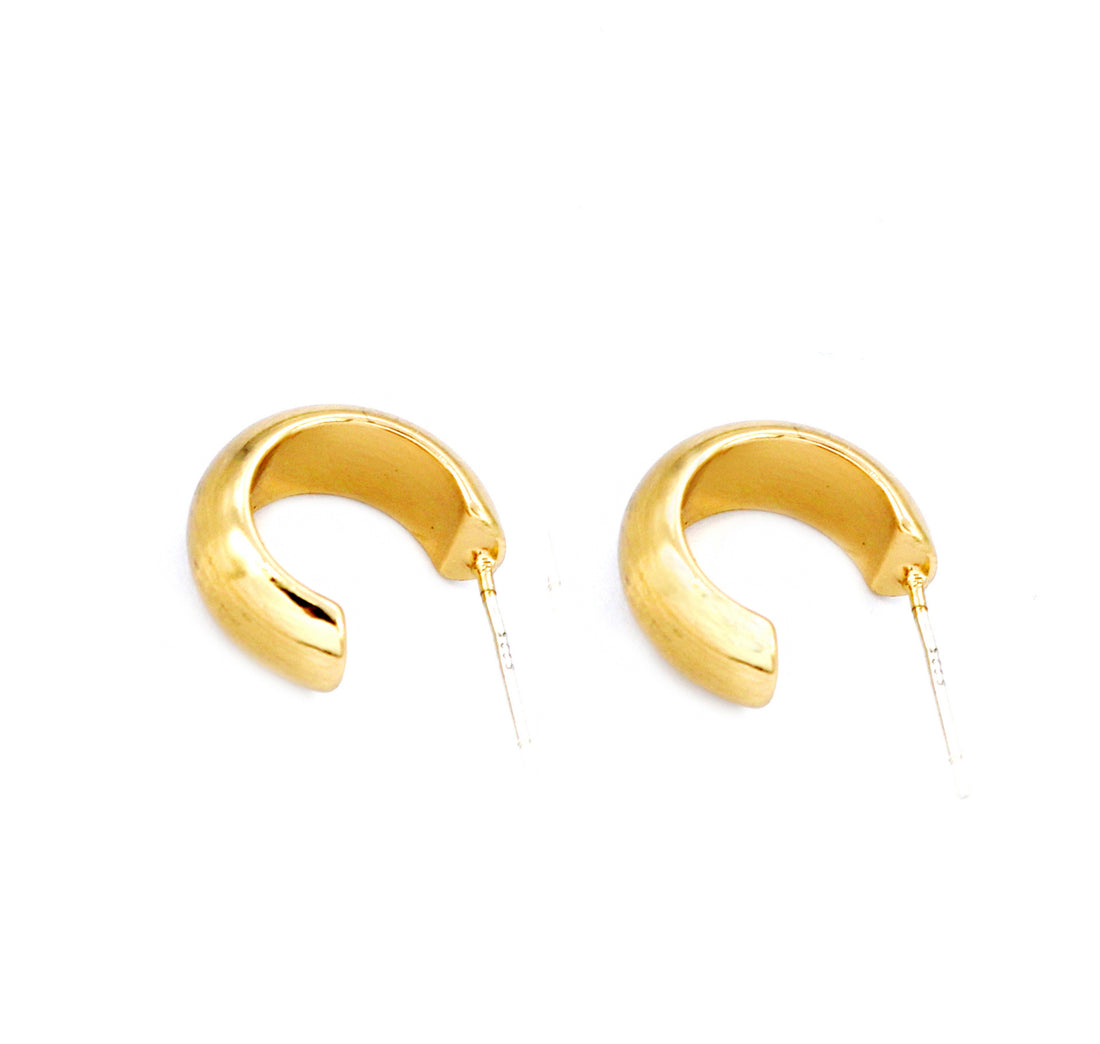 Statement C Shape Gold Plated Earrings