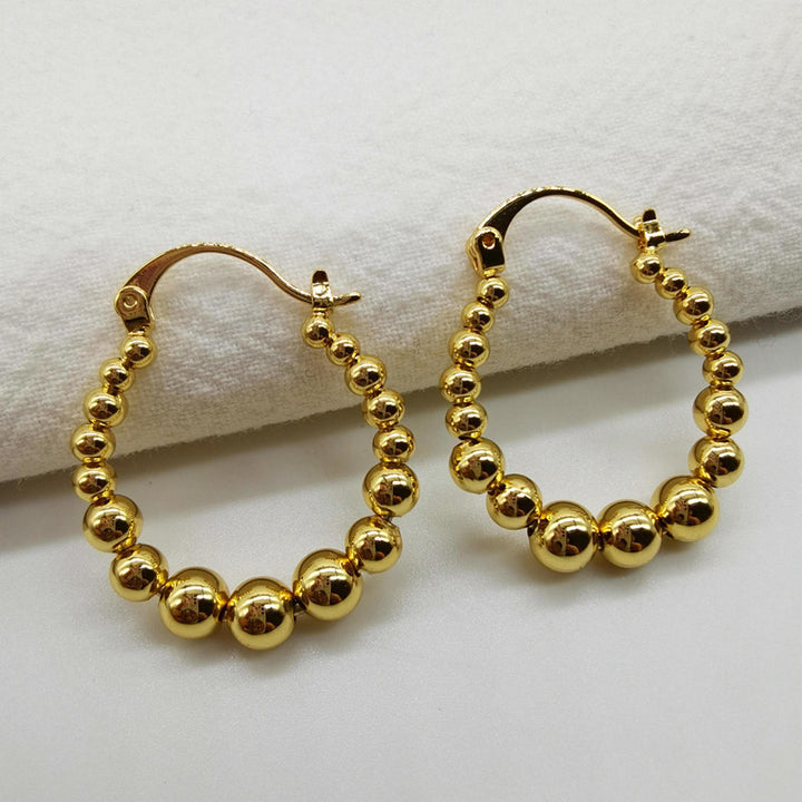 Gold Beaded Circle Hoop Earrings