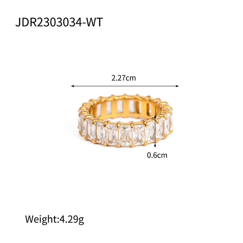 Stainless Steel Zircon Ring