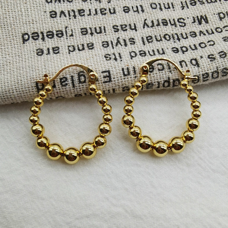 Gold Beaded Circle Hoop Earrings