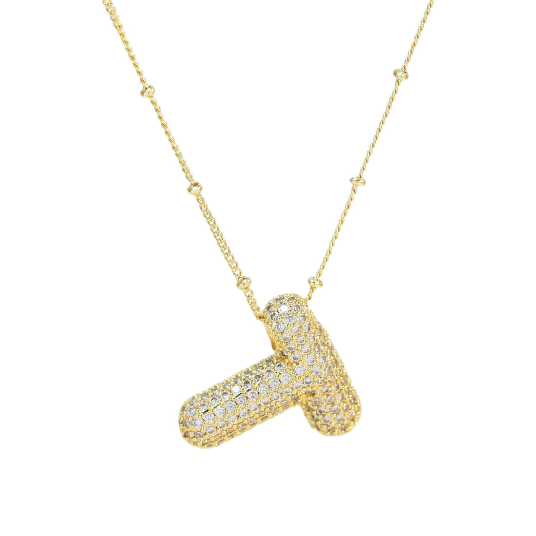 Brass Zircon Balloon Letter Pendant Necklace