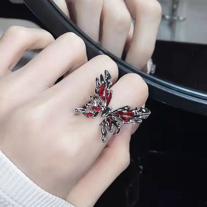 Red Butterfly Ring Opening Adjustable